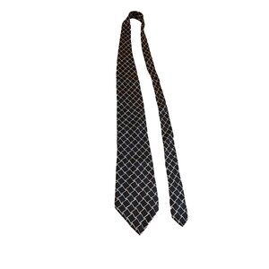 Enzo Bertazzio Mens Silk Neck Black White Squaes Geometric Sork Dad Gift